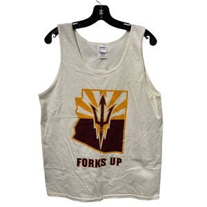 Vtg Arizona State University Tank Top Mens M Forks Up Muscle‎ Tee Sun Devils